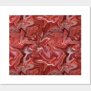 Red Silk Marble - Digital Liquid Paint Posters and Art